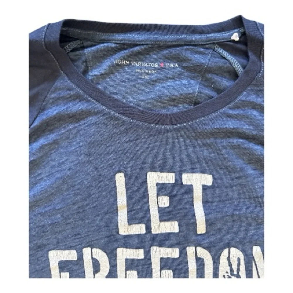 John Varvatos Navy Blue Raglan 'Let Freedom Ring' Graphic Tee - Picture 3 of 3
